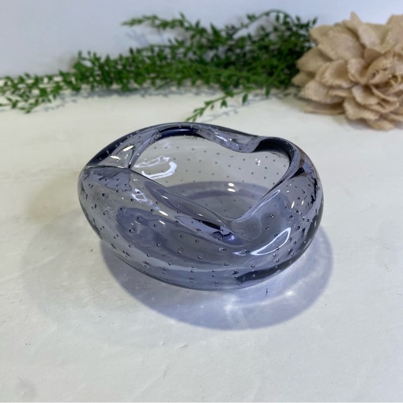 Vintage Purple Controlled Bubble Bullicante Ashtray Trinket Dish Glass Bowl - Picture 4 of 8